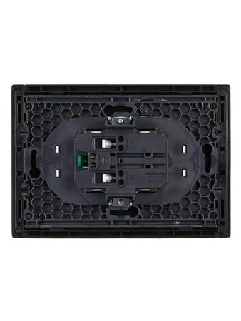 Розетка 2-м СП FORTE&PIANO FP123 16А с заземл. защ. шторки безвинт. крепл. черн. IEK FP-R24-16-1-K02