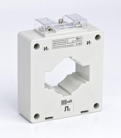 Трансформатор тока ТШП-0.66 600/5А кл. точн. 0.5S 10В.А d40мм DEKraft 50112DEK