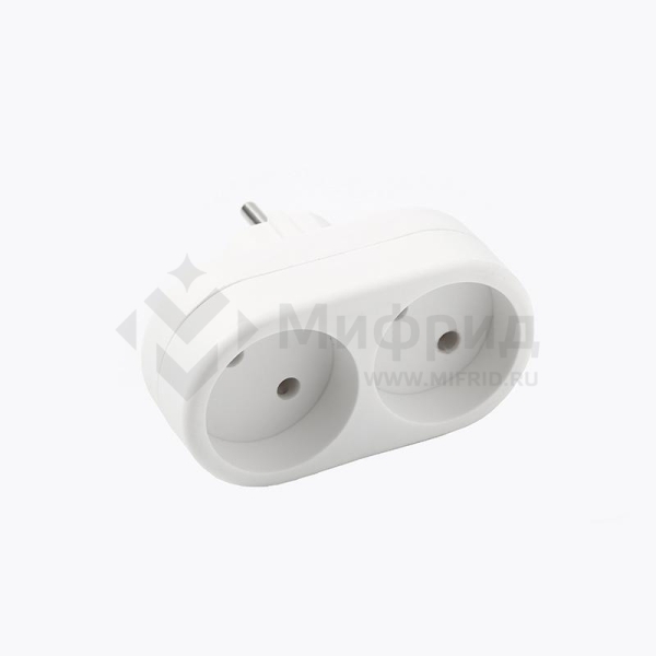 Разветвитель 2-м без заземл. 10А 2200Вт 250В плоский бел. DОМТОК 2651