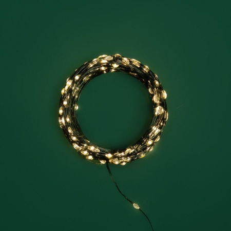 Гирлянда "Роса" 30м 300LED тепл. бел. IP20 230В с контроллером провод зел. Neon-Night 303-276