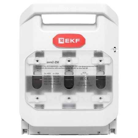 Выключатель-разъединитель УВРЭ v2 250А с доп. контактом (NO+NC) откидного типа под предохранители ППН (габ.1) EKF uvre2-250