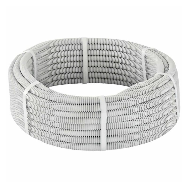 Труба гофрированная ПВХ d25мм с протяжкой сер. (уп.50м) TOKOV ELECTRIC TKE-TG/P-25-C06/50