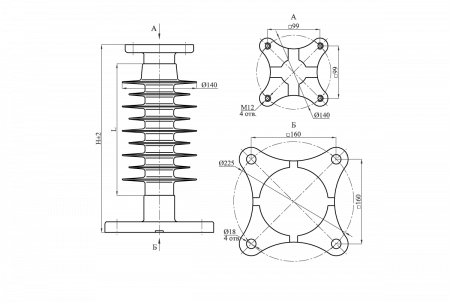 Изоляторы опорные полимерные типа ОСК 16-20-4 на напряжение 20 кВ