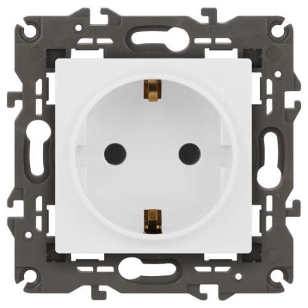 Розетка Elegance 14-2101-01М 16А 250В 2P+E Schuko матов. бел. Эра Б0065800