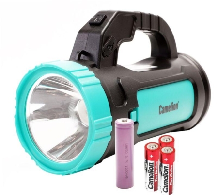 Фонарь аккумуляторный LED51527 3Вт 1LED+COB 4 режима Type C 3хLR03 пластик. черн./зел. Camelion 15130