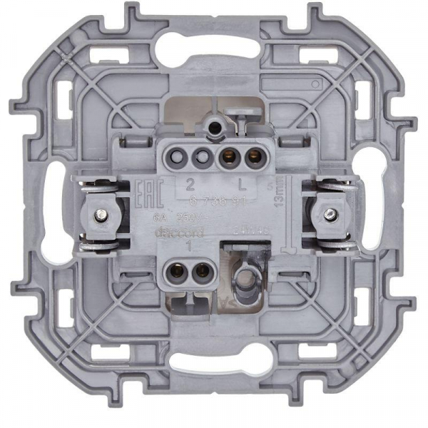 Выключатель кнопочный Inspiria 6А 250В без фиксации НО/НЗ механизм сл. кость Leg 673691