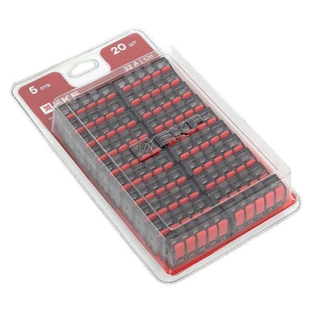 Клемма строительно-монтажная СМК 221-415 с рычагом 5 отверстий 0.2-4.0кв.мм (блист.20шт) PROxima EKF plc-smk-221-415b-20