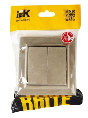 Выключатель 2-кл. СП BRITE ВСР10-2-0-БрШ 10А в сборе шампань IEK BR-V20-0-10-K37-F