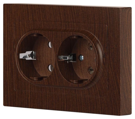 Розетка 2-м СП Accent 6-205-10 16А IP20 250В 2P+E Schuko AL/CU венге Intro Б0063502