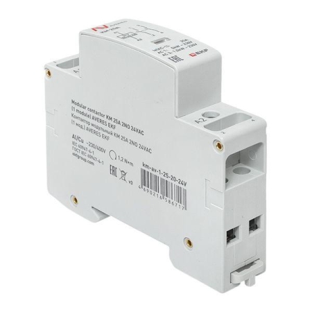 Контактор модульный КМ 25А 2NО 24В AC (1 мод.) AVERES EKF km-av-1-25-20-24V