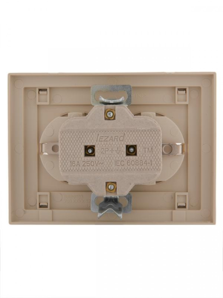 Розетка 2-м СП Rain с заземл. керамика крем. LEZARD 703-0303-127
