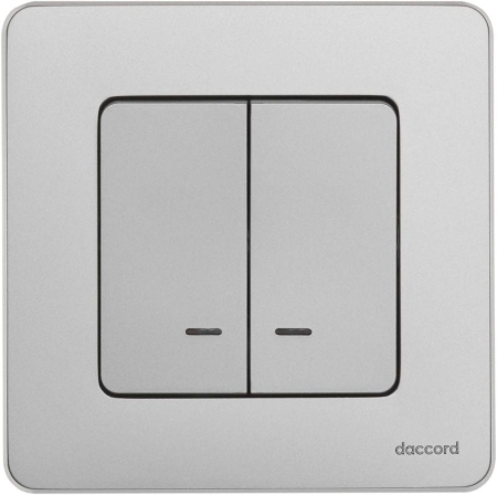 Выключатель 2-кл. Inspiria 10А IP20 250В 10AX с подсветкой/индикацией механизм алюм. IEK 673632