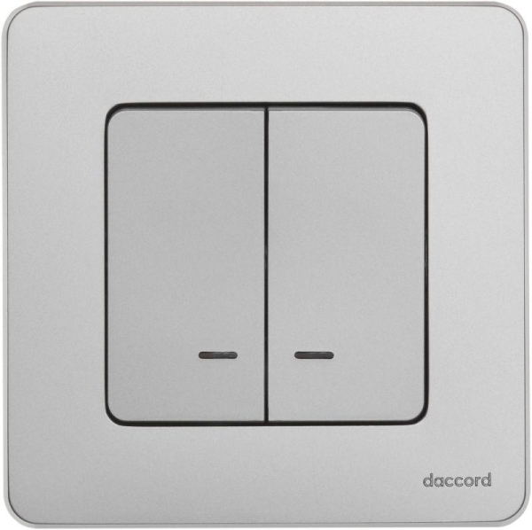 Выключатель 2-кл. Inspiria 10А IP20 250В 10AX с подсветкой/индикацией механизм алюм. IEK 673632