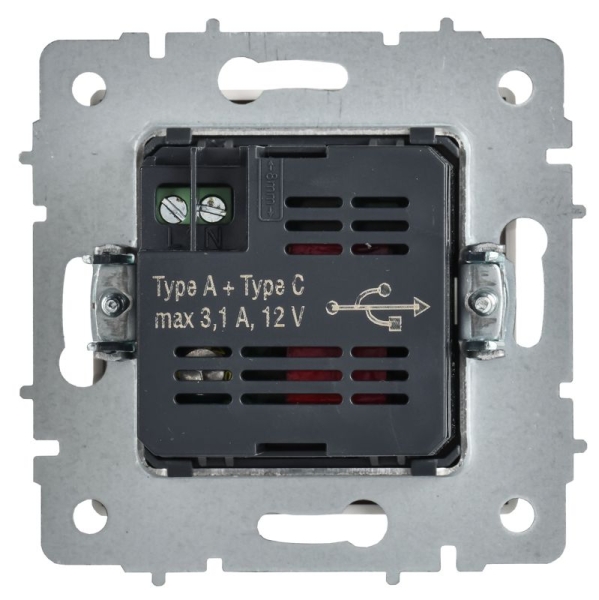 Розетка BRITE РЮ11-1-БрАБ 18Вт USB A+C механизм арктич. бел. IEK BR-U22-018-K91