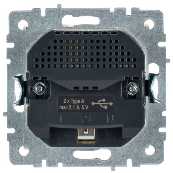 Розетка BRITE РЮш10-1-БрБ 16А с USB A+A 2.1А с заземл. защ. шторки механизм бел. IEK BR-R14-16-U21-D21-K01