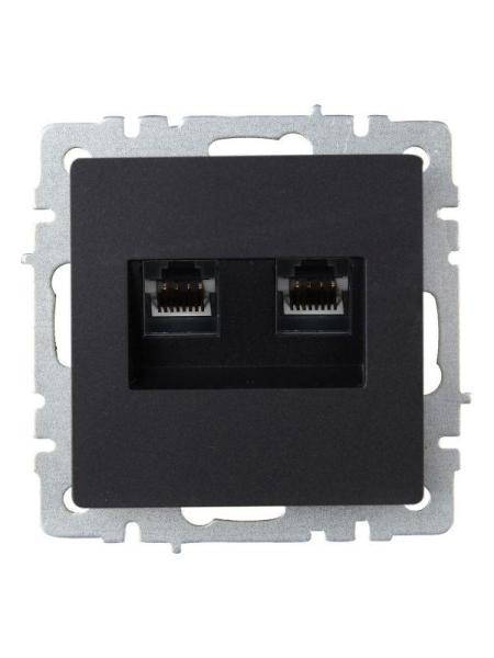 Розетка компьютерная двойн. СП RJ45 кат.6 BRITE РК11-2-БрЧ механизм черн. IEK BR-K20-2-K02