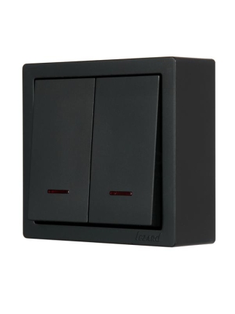 Выключатель 2-кл. ОП LETO с индикацией черн. бархат LEZARD 752-4200-112