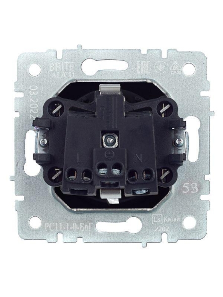 Розетка 1-м СП BRITE РС11-1-0-БрГ 16А с заземл. без защ. шторки механизм графит IEK BR-R11-16-K53