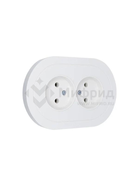 Розетка 2-м СП OSEN без заземл. ПБТ круглая бел. LEZARD 744-0200-128B