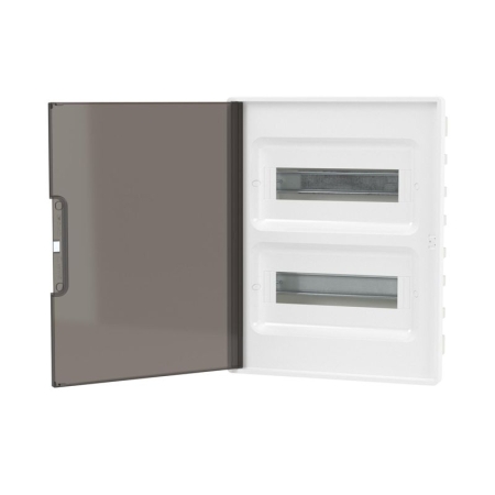 Щиток встраиваемый FRAME 24мод с тонированной дверцей с 4 шинами PEN (2шт на 8 отверст. и 2шт на 6 отверст.) бел. DKC F24B1WD