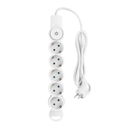 Фильтр сетевой 5х1.5м с/з со шторками с выкл 2200Вт 10А бел. Duwi 32574 1