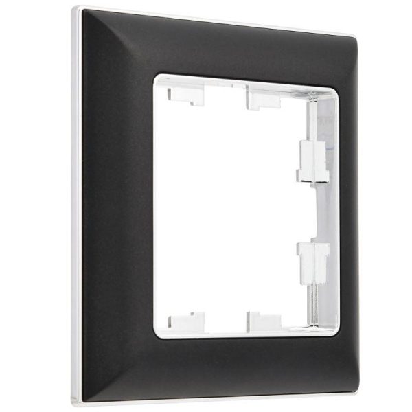 Рамка 1-м BRITE РУ-1-Бр хром/черн. IEK BR-M12-12-2-K23