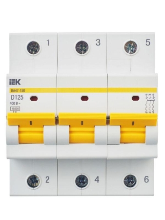 Выключатель автоматический модульный 3п D 125А 15кА ВА47-150 KARAT IEK MVA50-3-125-D