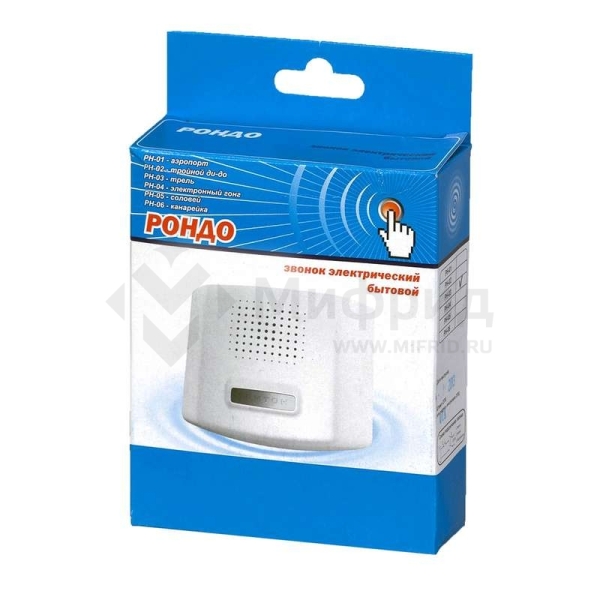 Звонок проводной Рондо соловей 220В 80-90дБА бел. МОНОМАХ РН-05