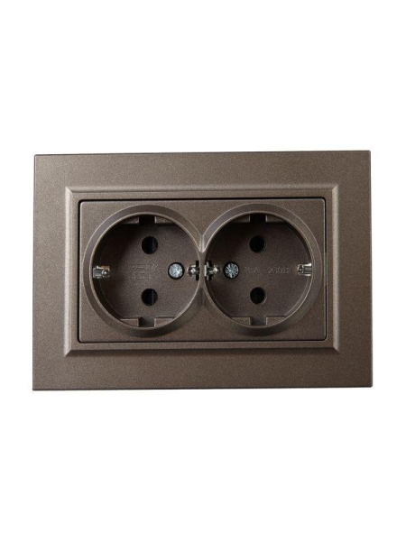 Розетка 2-м СП BRITE РСш12-3-БрТБ 16А в сборе с заземл. защ. шторки бронза IEK BR-R24-16-K45-F