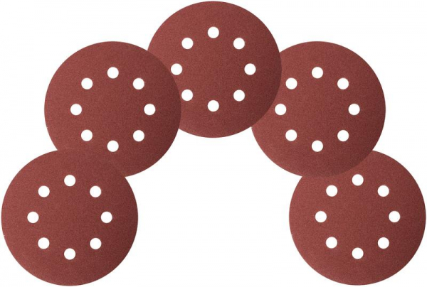 Круг шлифовальный с отверстиями (липучка) алюм./оксид 125мм Р 100 (уп.5шт) FIT 39665