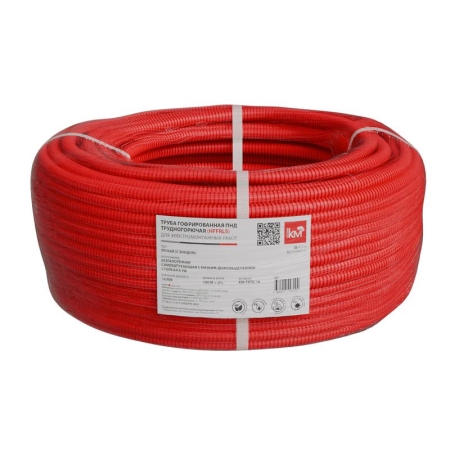 Труба гофрированная ПНД легкая d25мм с протяжкой безгалоген. трудногорючая (HFFRLS) KM-FRTG-25 (уп.50м) КМ LO62320