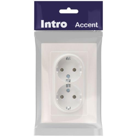 Розетка 2-м СП Accent 6-205-06 16А IP20 250В 2P+E Schuko AL/CU перламутр. Intro Б0063495