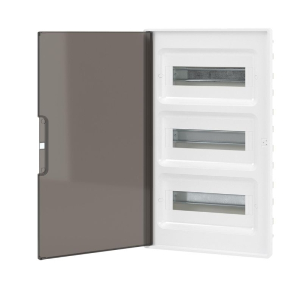 Щиток встраиваемый FRAME 36мод с тонированной дверцей с 4 шинами PEN (2шт на 8 отверст. и 2шт на 10 отверст.) бел. DKC F36B1WD