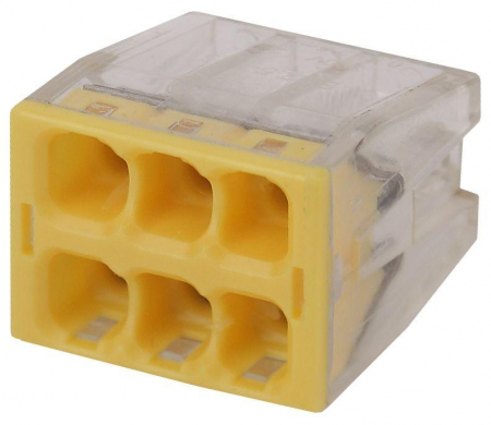 Клемма строительно-монтажная СМК компактная 246 NO-224-44 6-проводная 0.5-2.5кв.мм с пастой (уп.4шт) Эра Б0043962